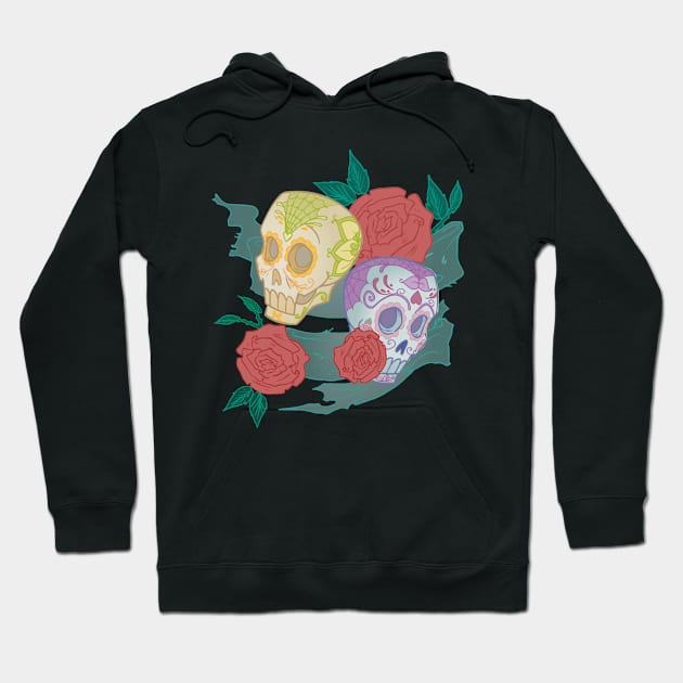 Duo Skull Flower Hoodie by Mako Design 